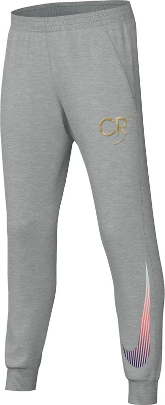 Nike Cr7 Club Fleece Football Jogger for Older Children, Lt Smoke Grey/HTR/Metallic Gold, HF4349-077, XL