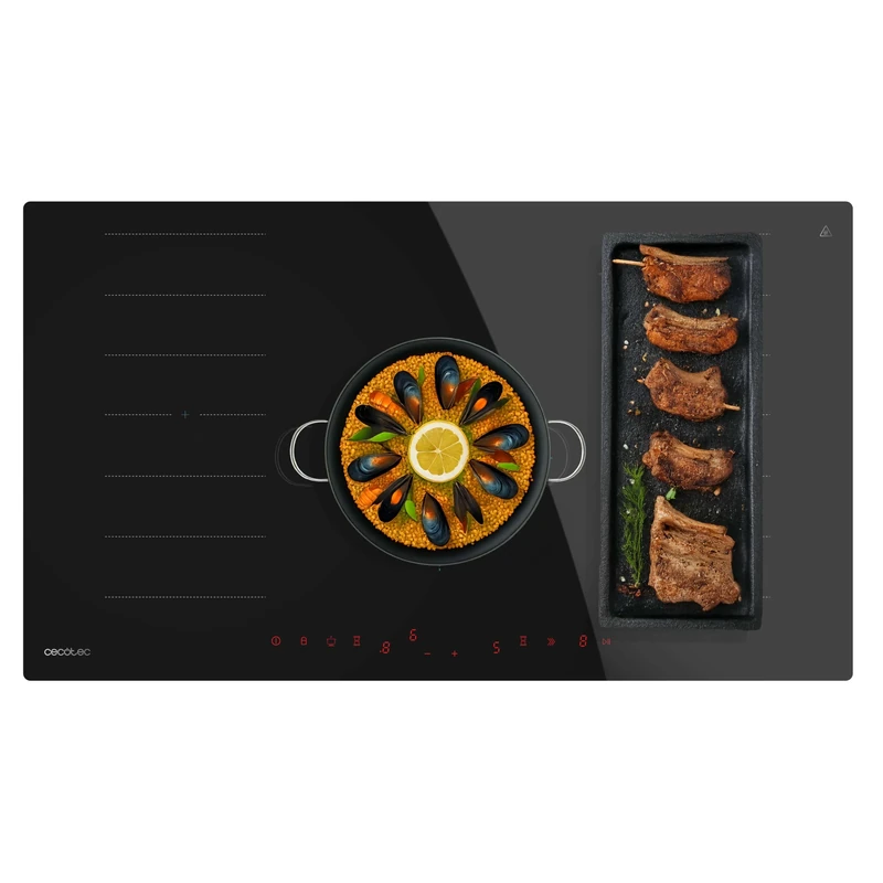 Cecotec Induction Plate 2 Flex Zones and 1 Fire Bolero Squad I 5600 FullFlex90. 10200W, 2 Flex Zones, 1 Zone 30 cm, 9 Levels, Booster, Touch Control, Keep Warm, Kid Lock, Timer, Width 90 cm