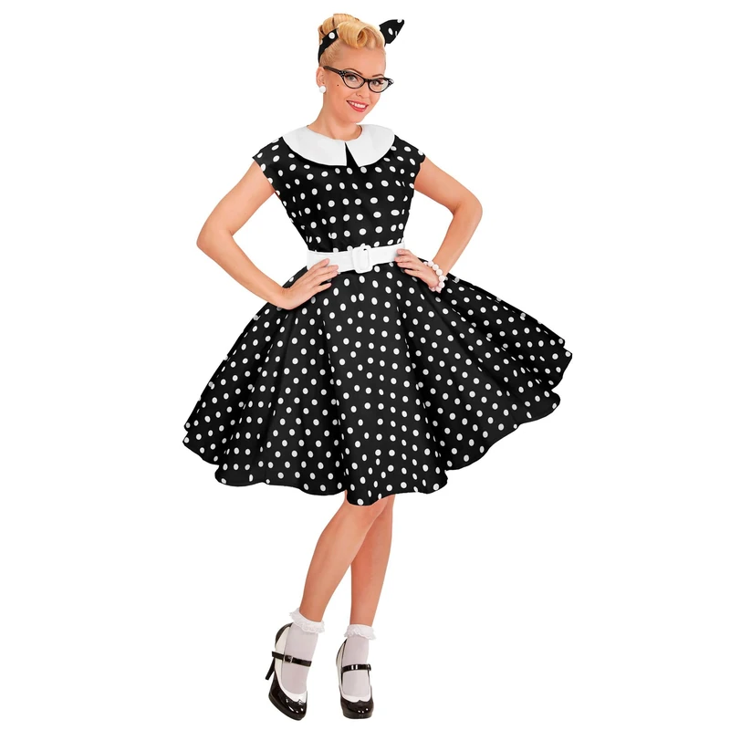 W WIDMANN MILANO Party Fashion - Rock 'n' Roll Costume, 50s Fashion, Dress with Petticoat, Belt, Hairband, Fancy Dress Costumes