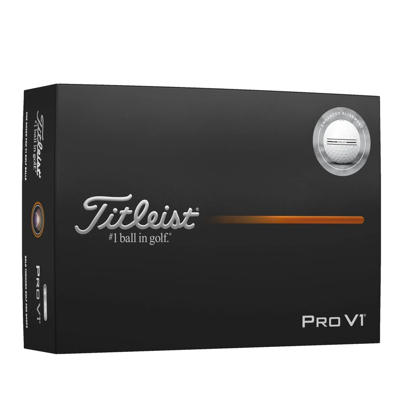 Titleist Pro V1 Golf Ball, Pack of 12, White, Enhanced Alignment