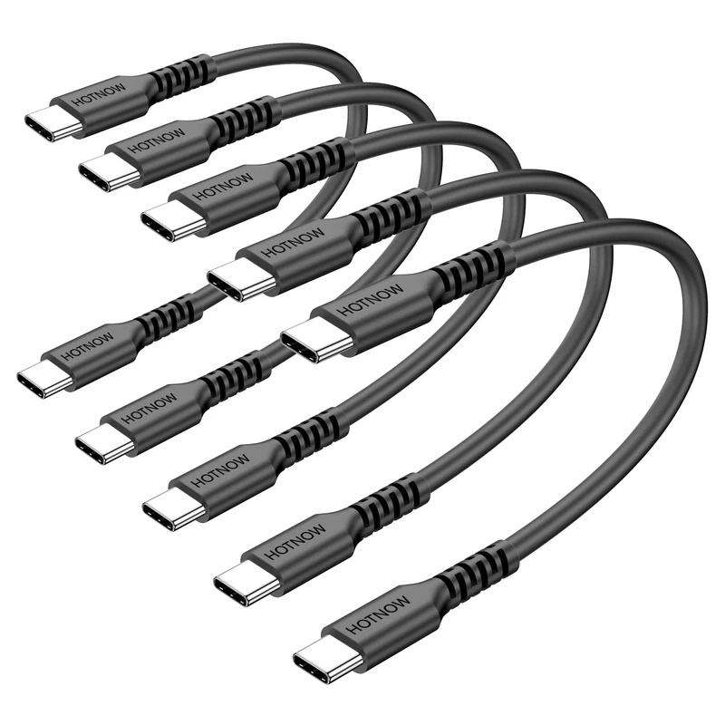 HOTNOW Short USB C to C Cable 15cm 5 Pack, 0.15m USB C Charger Cable for iPhone 16 15, Galaxy S25 S20 S9, Air 2020, iPad Pro, Power Bank and Other Type c Devices