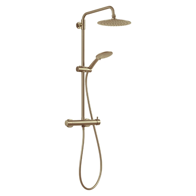 Gedy Star Plus 03 Shower Column Matt Gold with 3 Positions Mixer Tap, Shower Head, 150 cm Hose, Extendable 92-146 vm