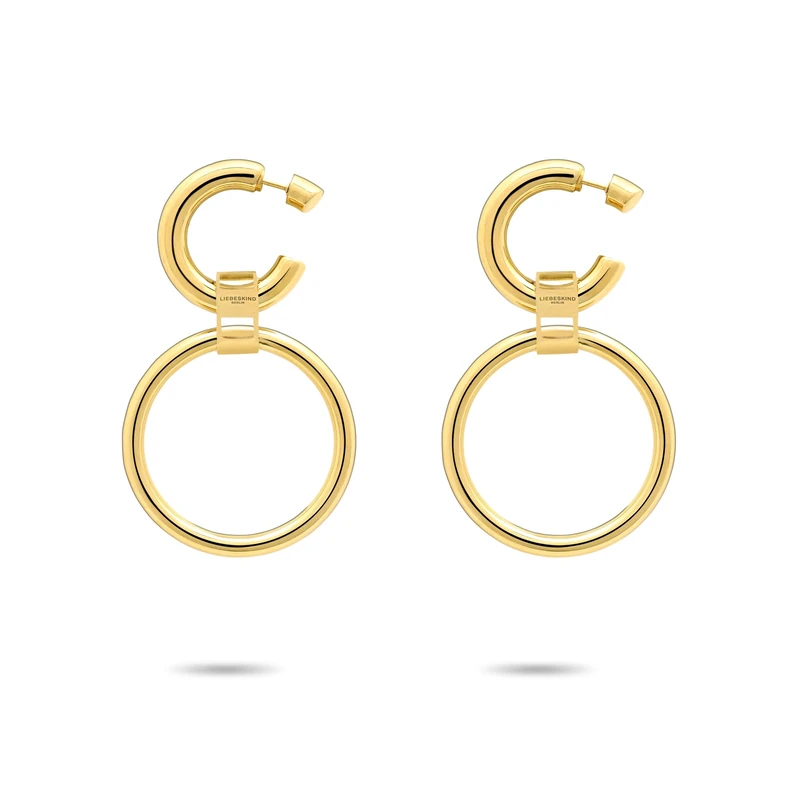 LIEBESKIND Berlin Women's Jewellery - The Lora Series Inspired by the Hardware of Liebeskind Bag Designs - Necklace, Earrings & Bracelet with Intertwined Rings Made of Stainless Steel in Silver, Gold
