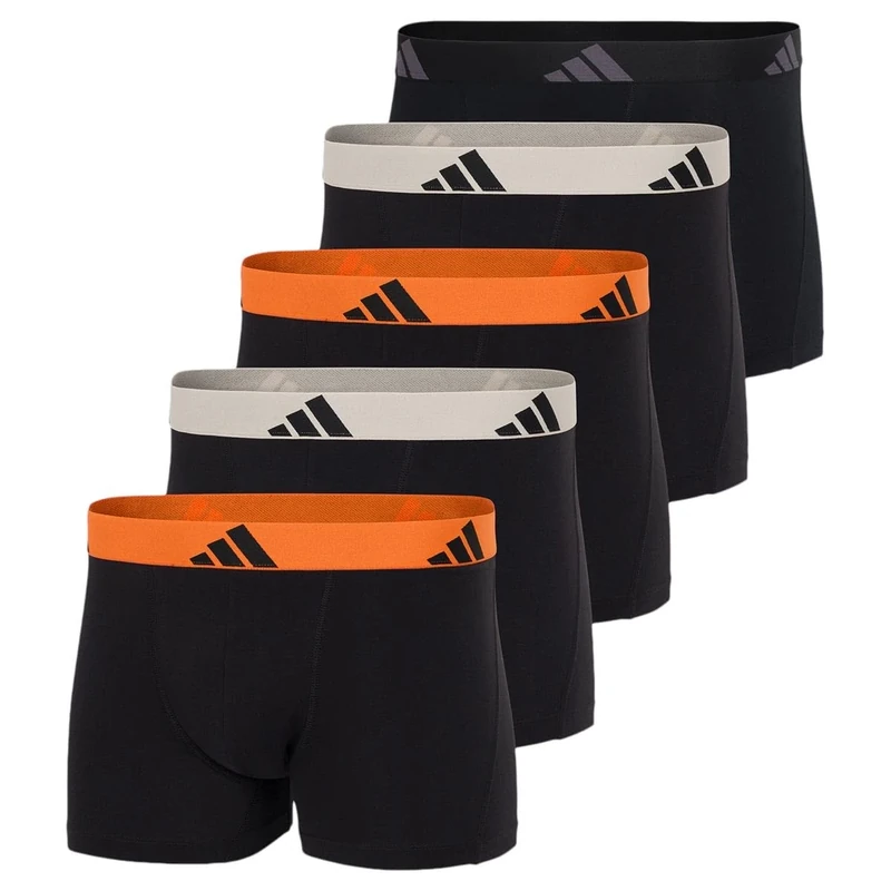 adidas Trunk (5PK) - Active Flex Cotton - Comfortable Underwear, 905 Assorted, S