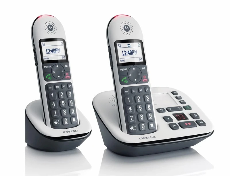 Motorola CD5012 Cordless Landline House Phone, Home Phone, Big Buttons, Nuisance Call Blocking, Answer Machine, Amplification button, HAC, Twin Handset Pack