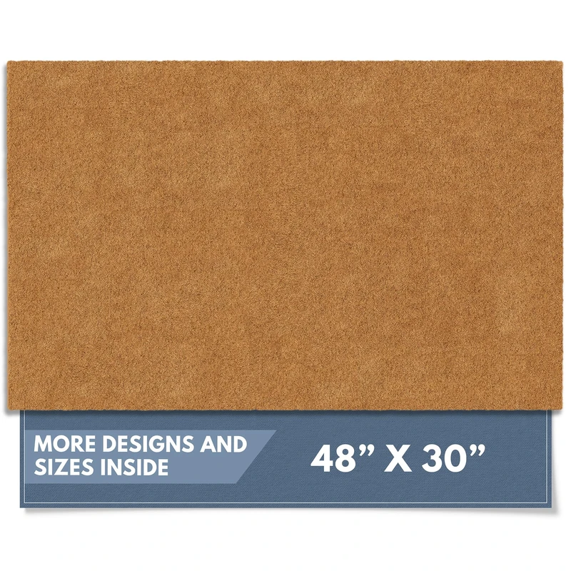 Barnyard Designs Natural Coco Coir Heavy Duty Backing Doormat - Large Cute Non-Slip Front Door Welcome Mat for Outside Entrance or Porch Entry, Brown (30x48, Plain Brown)
