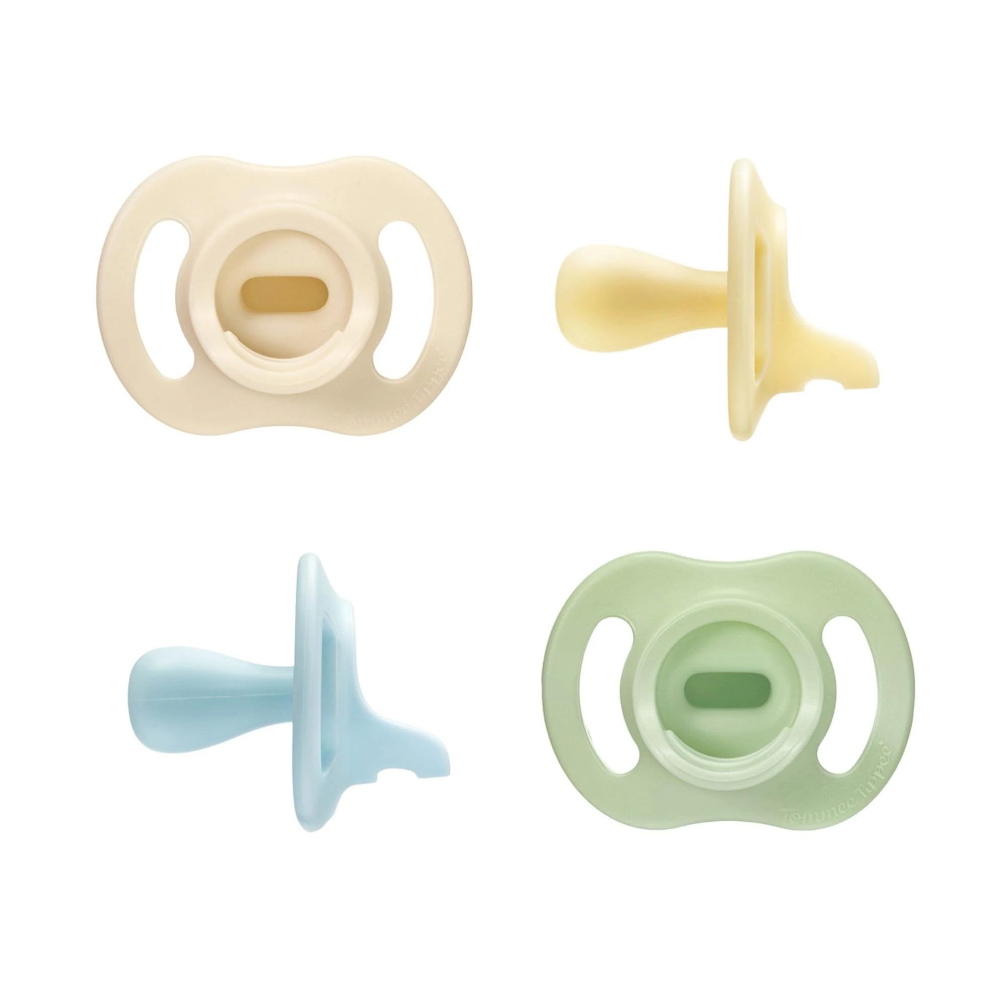 Tommee Tippee Ultra-Light StayPut Dummy, 0-6m, 4-Pack, One-Piece Silicone Soother
