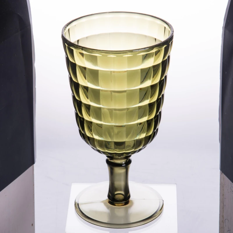 Villa d'Este Home Tivoli Set of 6 450 ml Acrylic Goblet with Geometric Design - Fashion Greenery