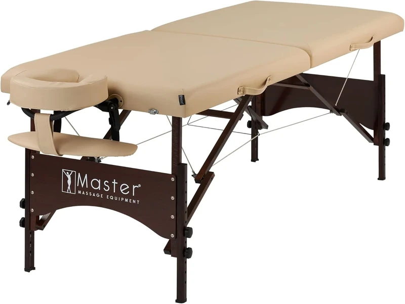 Master Massage 71 cm Argo Portable Massage Table with Wood Legs, Foldable Design, and Carry Bag Package – Ideal for Travel!