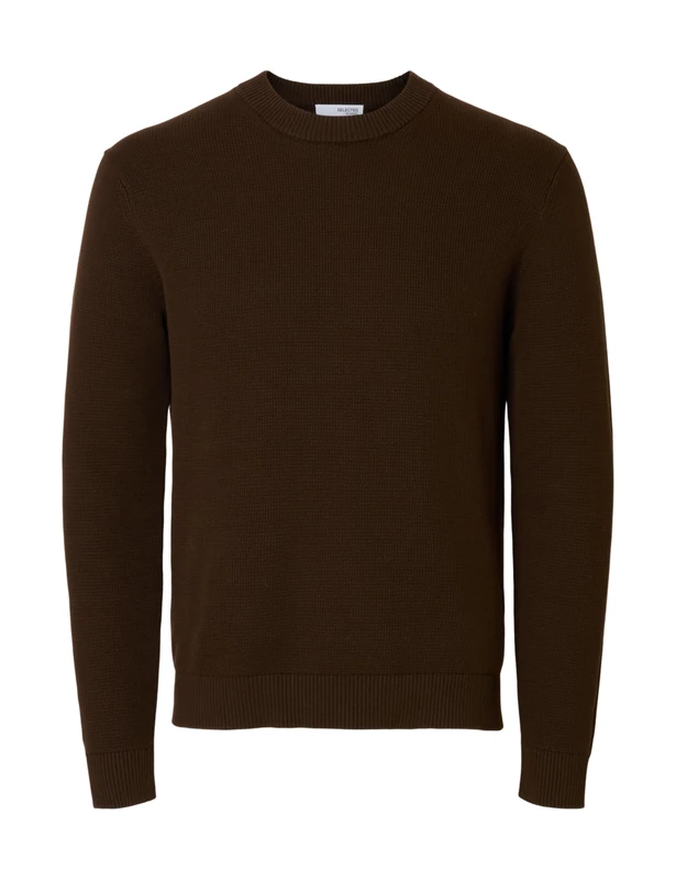 Selected Homme Men's Slhdane LS Knit Structure Crew Neck Noos Slhdane LS Knit Structure Crew Neck Noos (Pack of 1), Demitasse, XL