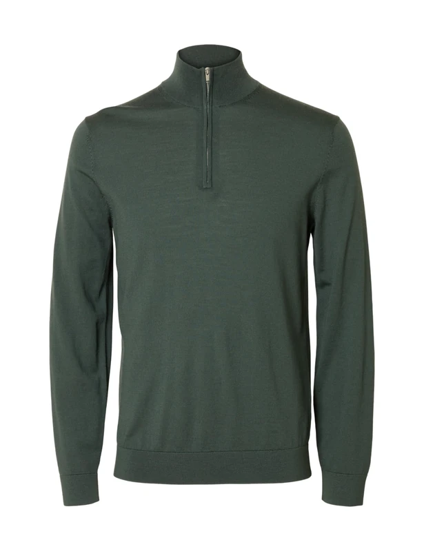 Selected Homme Men's Slhtray LS Knit Merino Half Zip Noos Pullover (Pack of 1), deep Forest, M
