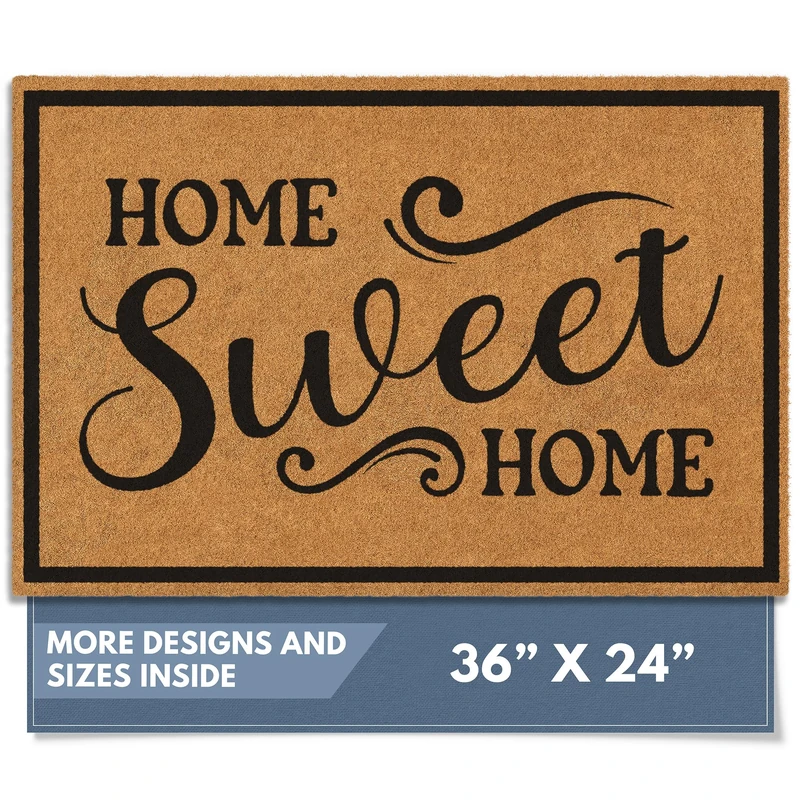 Barnyard Designs Natural Coir Non-Slip Doormat (24x36, Home Sweet Home)