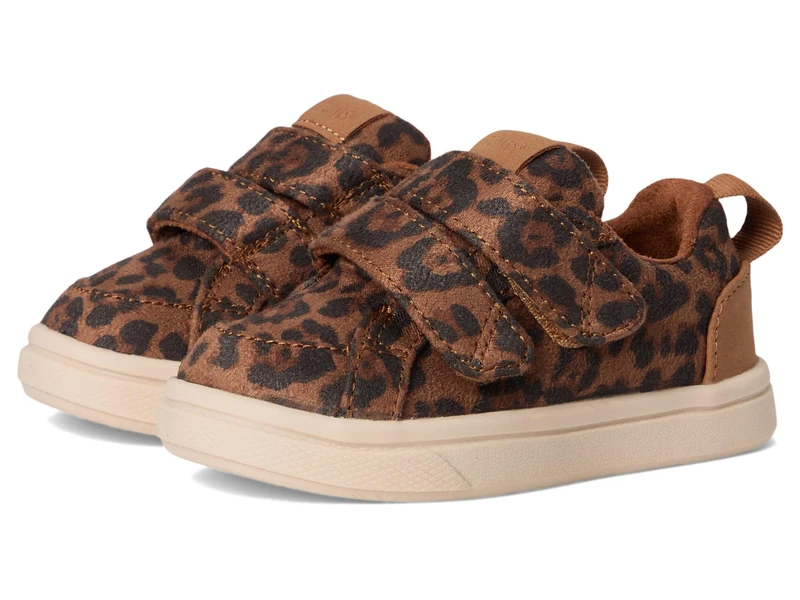 TOMS Toddler Girls Cruz Double Strap Sneaker, Brown Sugar Mini Leopard Microfiber, 6