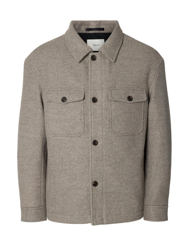 SELECTED FEMME Men's Slhmitch Lano Shacket Noos, Deep Taupe, X-Large, Deep Taupe, x_l