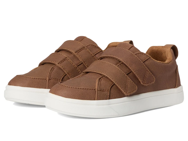 TOMS Youth Unisex Cruz Double Strap Sneaker, Toffee Microsuede, 13