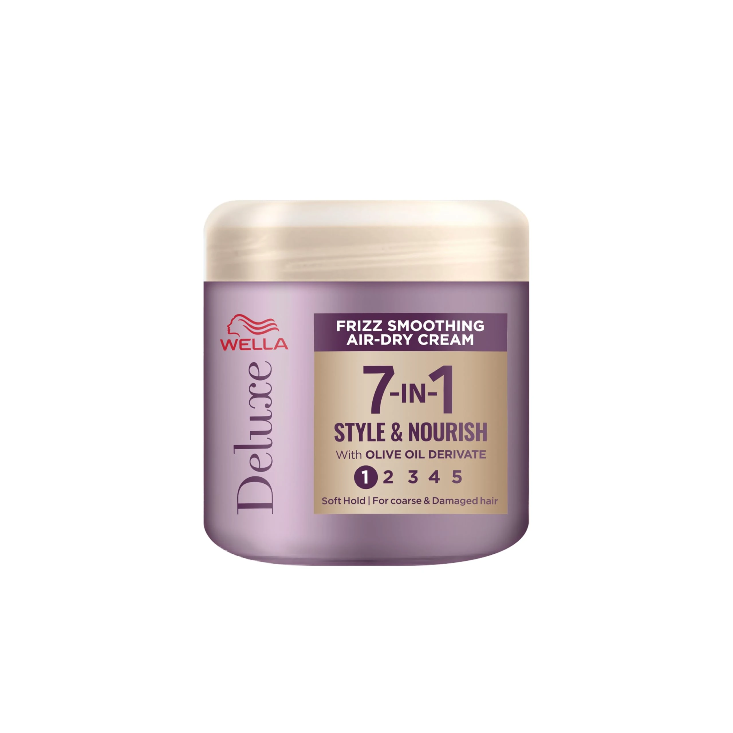 Wella Deluxe Frizz Smoothing Air-Dry Cream | Anti-Frizz | Heat Protection | Reduces Split Ends | With Olive Oil Derivate | Coarse or Damaged Hair | Soft Hold | 7-in-1 Style & Nourish, 150ml