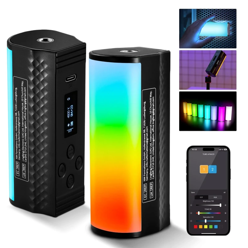 NEEWER Pro Magnetic Handheld Light Wand with APP DMX Control/Custom Effects/Light Group, 360° Full RGB, 2600mAh 2500~10000K Dimmable LED Lighting CRI97 17 Scenes for Video Recording Streaming, TL98C