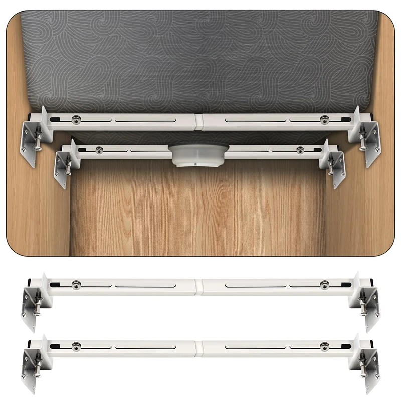 2-Pack Upgraded Undermount Sink Bracket, Undermount Sink Support Kit(Telescopic Length 20"-55"), Stainless Steel Horizontal Sink Bracket, Adjustable Support Pole for Kitchen Small Sink