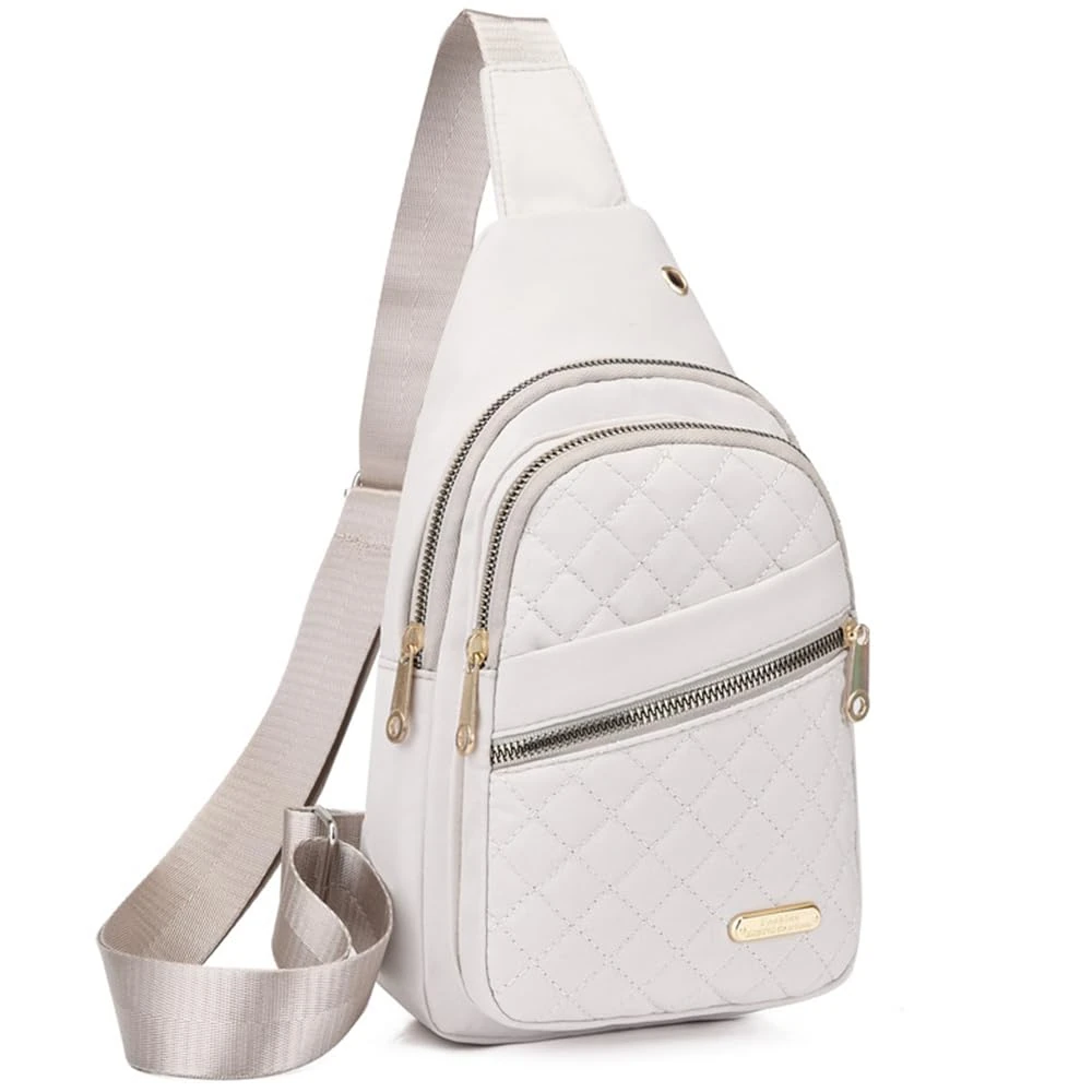 Crossbody Small Sling Backpack Sling Bag for Women Men, Chest Bag Daypack Crossbody for Travel Sport Running Hiking, White, White