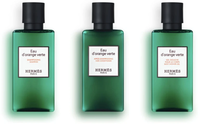 Hermes Eau d'Orange Verte Amenity Set Includes Shower Gel, Shampoo and Conditioner 80ml 2.7 ounces Each Bottle