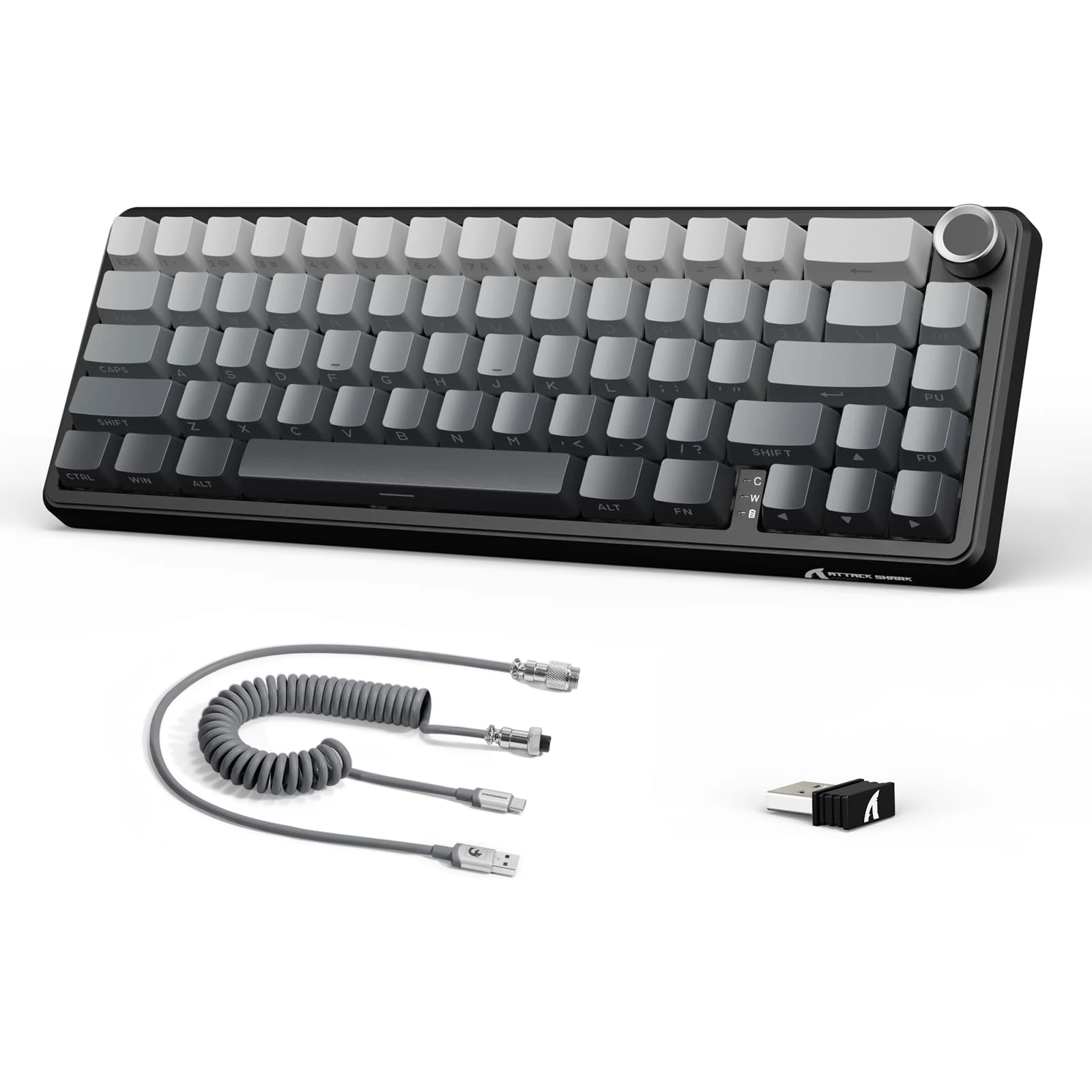 LexonElec x Attack Shark X66 60% Wireless Mechanical Keyboard with Volume Knob, Hot Swappable Gasket Mount, 2.4G/USB-C/BT5.0 Tri-Mode, PBT Keycaps, Mini 66 Keys RGB Gaming Keyboard for Win/Mac-Grey