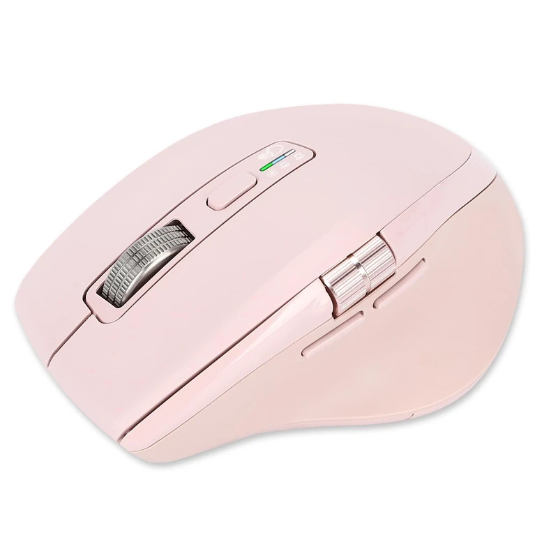 INFINMIND Wireless Computer Bluetooth Mouse with Smart Flying Scroll, Thumb Scroll Ergonomic Mice, Silent 3 Devices Mouse for Mac OS/Chrome/Linux/Android (Pink)