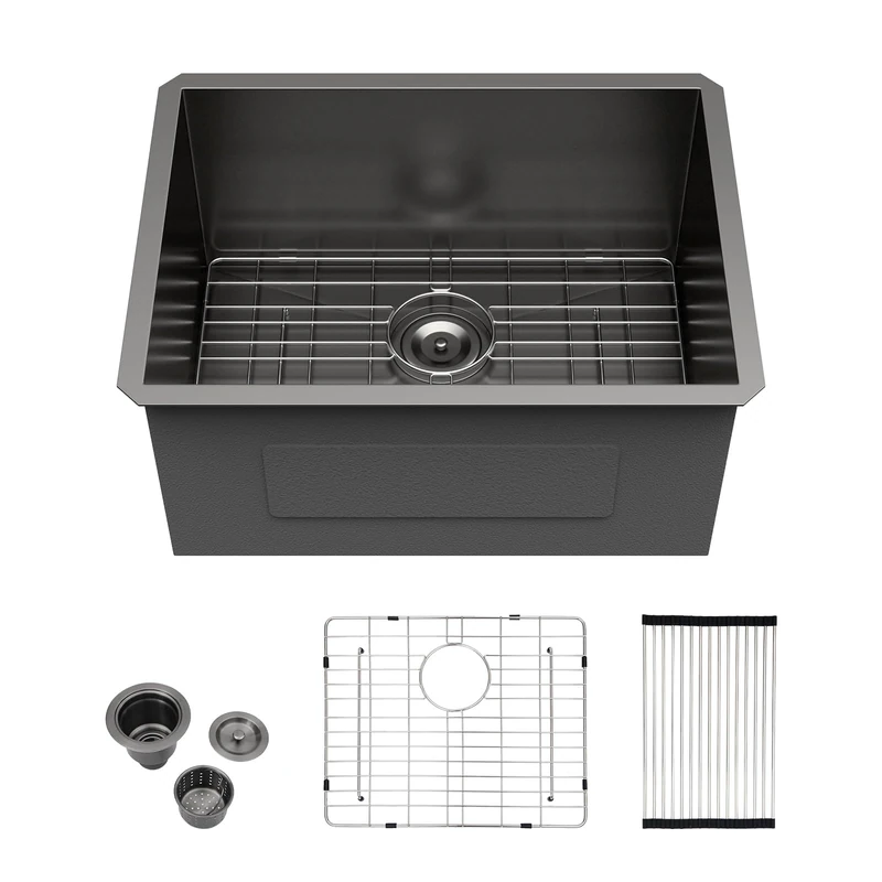 Kichae 21 Laundry Sink Undermount Black - 21x18 Inch Laundry Sink Undermount Utility Sink Stainless Steel 12" Deep Single Bowl Under Counter Laundry Utility Room Handmade Kitchen Sink Basin