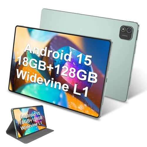 Android 15 Tablets 11 inch, 18GB RAM+128GB ROM, Octa-Core T606 5G+2.4G Wi-Fi/Bluetooth, 1920X1200 HD Display, 8000mAh Battery, 4 Speakers Dual Camera, Support Widevine L1,GPS,For Entertainment,Student