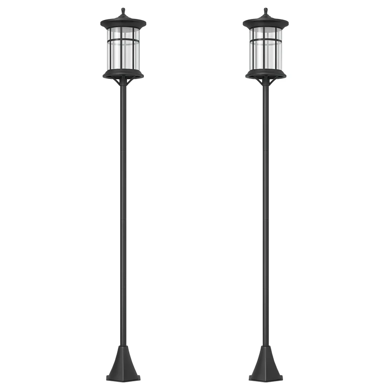Outsunny 2 Pack 1.8m Garden Lamp Post Lights, LED Outdoor Solar Post Lights, Waterproof IP44 for Patio, Garden, Pathway, Cool White - Image 1