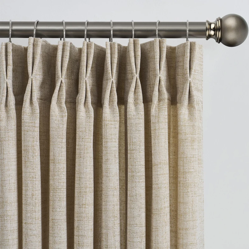 RAIN CITY 90 Inch Curtains Pinch Pleated Linen Beige,Semi Sheer Light Filtering Window Curtains for Living Room Bedroom Boho Pinch Pleat Luxury Home Decor Drapes Hooks 2 Panels Set 42 x 90 Inch