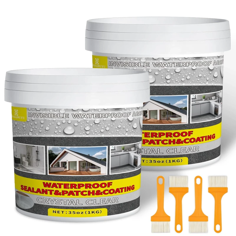 2KG Waterproof Sealant - Liquid Clear Paint and Coating for Indoor & Outdoor, Roof, Shower Bathroom