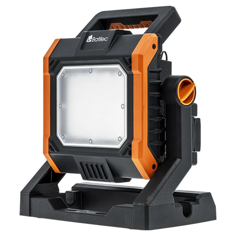 BATILEC - Construction Light 4000 lm + 5 adapters 18-20 V Compatible with Black & Decker, Bosch, Dewalt, Makita, Metabo, Milwaukee and Stanley Batteries - IP65