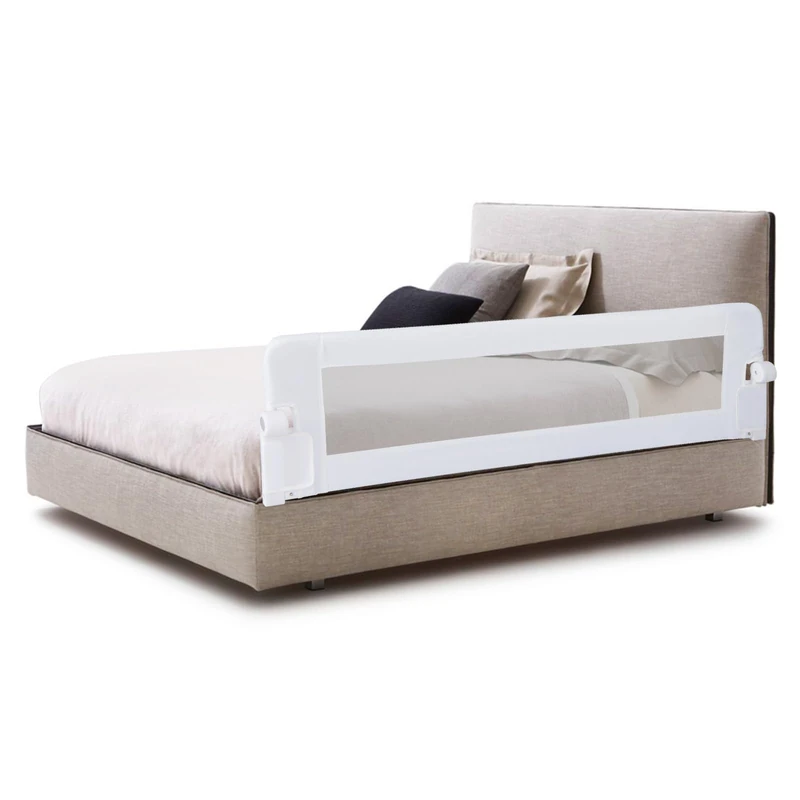 GYMAX Bed Rails for Toddlers, Foldable Baby Bed Guard (White, 152CM)