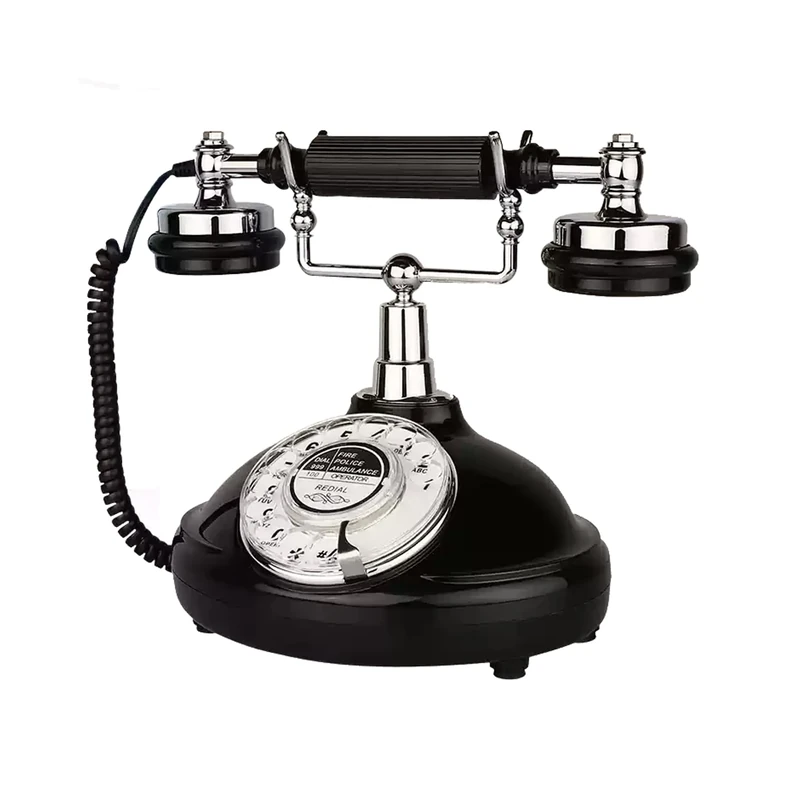 Retro Phone, TelPal Corded Landline Phone with Last Number Redial, Black Vintage Telephone for Home/Office/Hotel, Old Fashion House Telephone Set, Wired Antique Home Phone Gift for Seniors