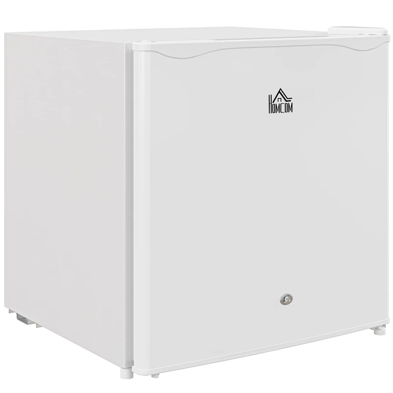 HOMCOM 46L Mini Fridge with Lock and Ice Box - Cream White