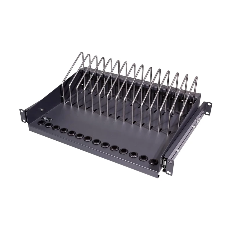 LogiLink SF100B 19-Inch Shelf for Notebooks, Tablets and Smartphones, Max. 14 Devices, Colour: Black