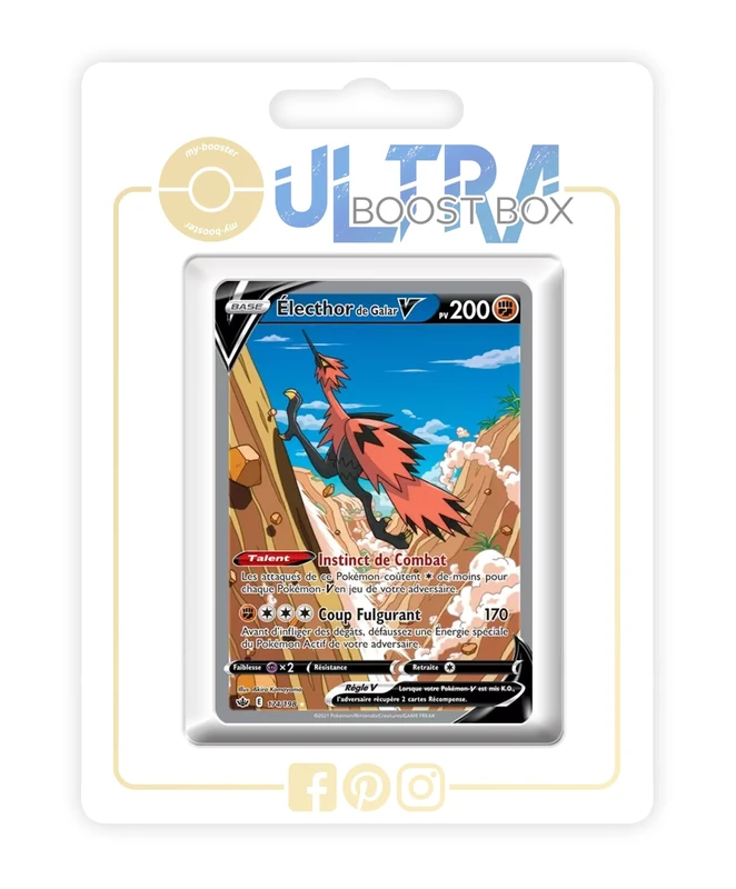 Électhor de Galar V (Galarian Zapdos V) 174/198 Alternative Pokémon Gallery - my-booster X Écarlate et Violet 6 Règne de Glace - Box of 10 Pokemon French Cards