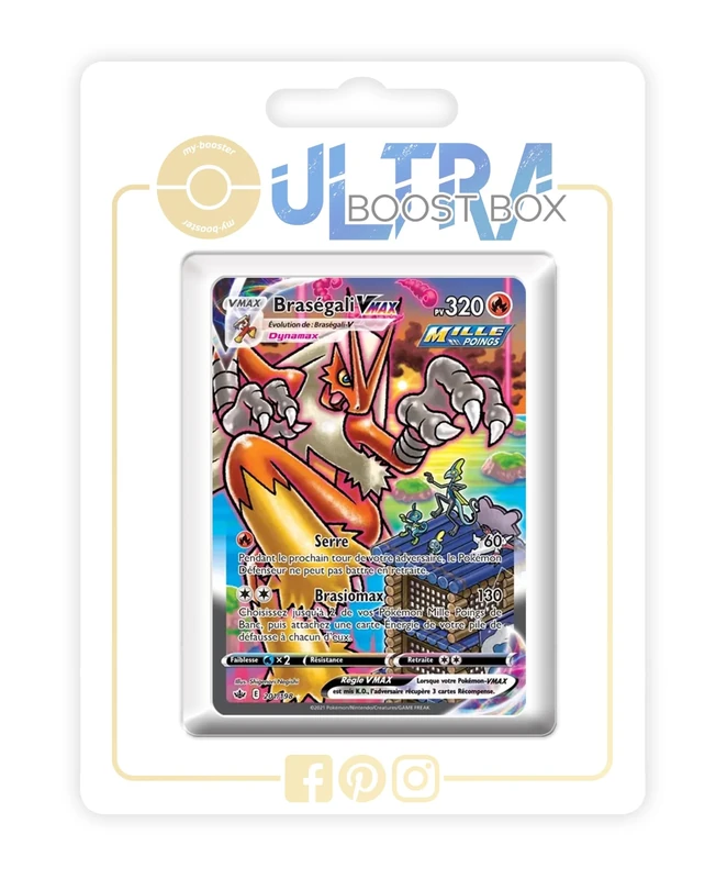 Braségali VMAX (Blaziken VMAX) 201/198 Rapid Strike Alternative Shiny Pokémon Gallery - my-booster X Écarlate et Violet 6 Règne de Glace - Box of 10 Pokemon French Cards
