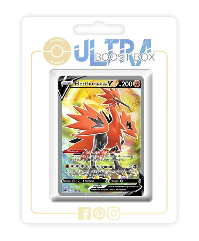 Électhor de Galar V (Galarian Zapdos V) 173/198 Full Art - my-booster X Écarlate et Violet 6 Règne de Glace - Box of 10 Pokemon French Cards