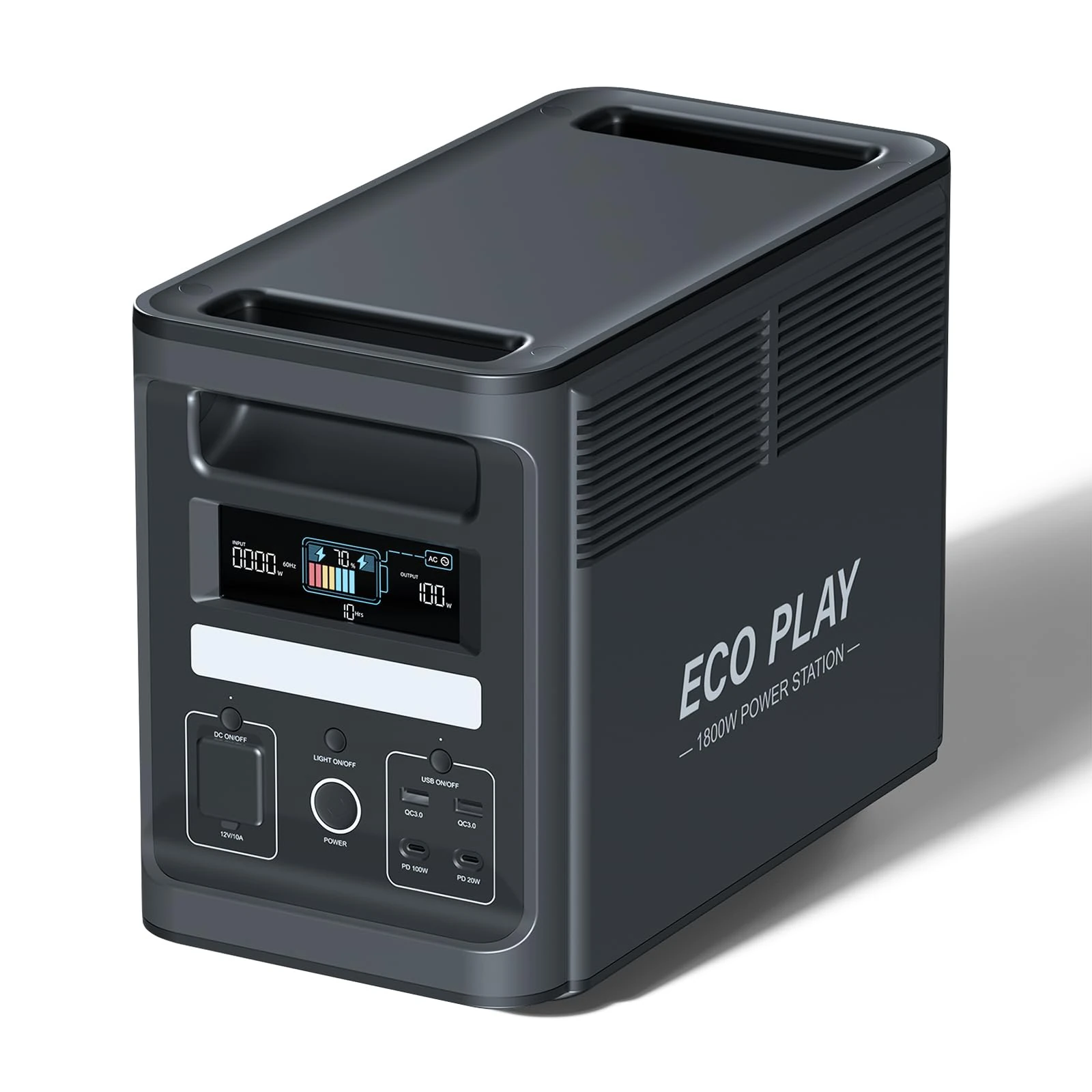 ECO PLAY 1800W Portable Power Station EP1800, 1536Wh LiFePO4 Battery Backup, Expandable to 4kWh, 1200W Solar Input, UPS, APP, for Camping/Outdoor