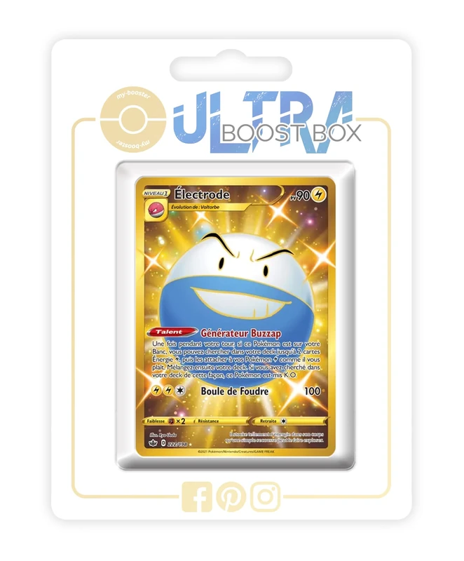 Électrode (Electrode) 222/198 Shiny Gold - my-booster X Écarlate et Violet 6 Règne de Glace - Box of 10 Pokemon French Cards