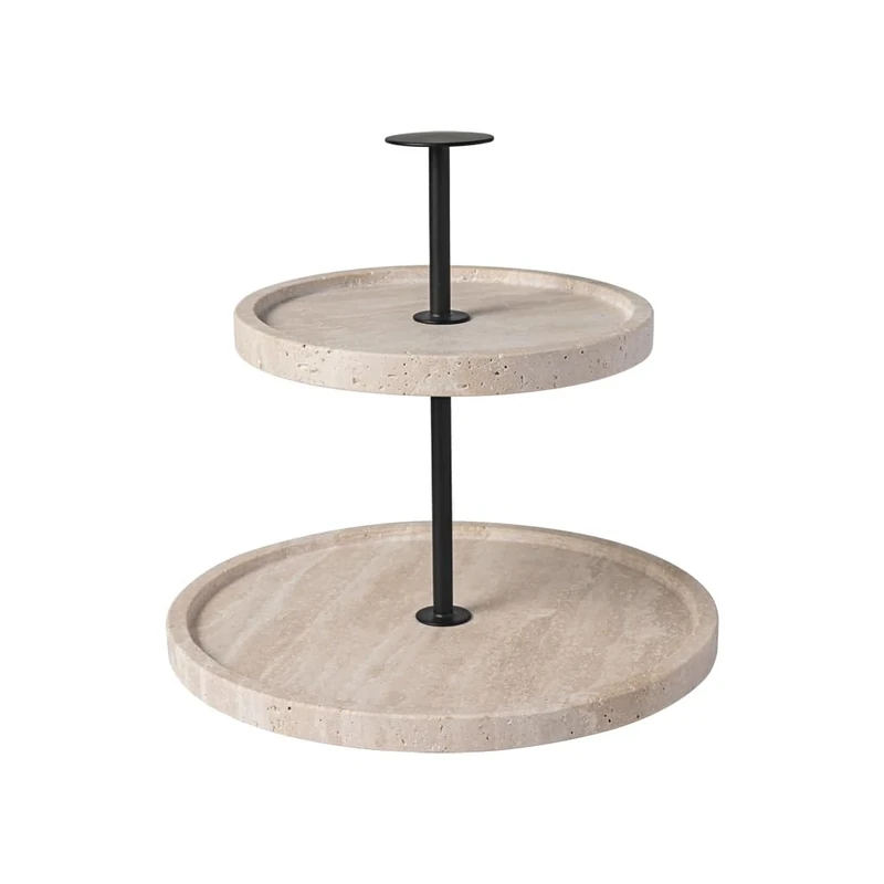 Villeroy & Boch - Manufacture Travertine Tiered Cake Stand Beige, Hand-Crafted, Elegant Design Made from Natural Stone in Sand, Buffet Presentation, Table Decor Stone, Decoration, Travertine - Image 1