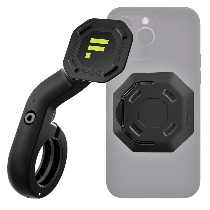FESCHD Mobile Phone Holder Bicycle - Universal & Secure Smartphone Holder with Magnetic Lock - Easy to Apply to Mobile Phone Cases - Vibration-Free & Sustainable - Made in Germany