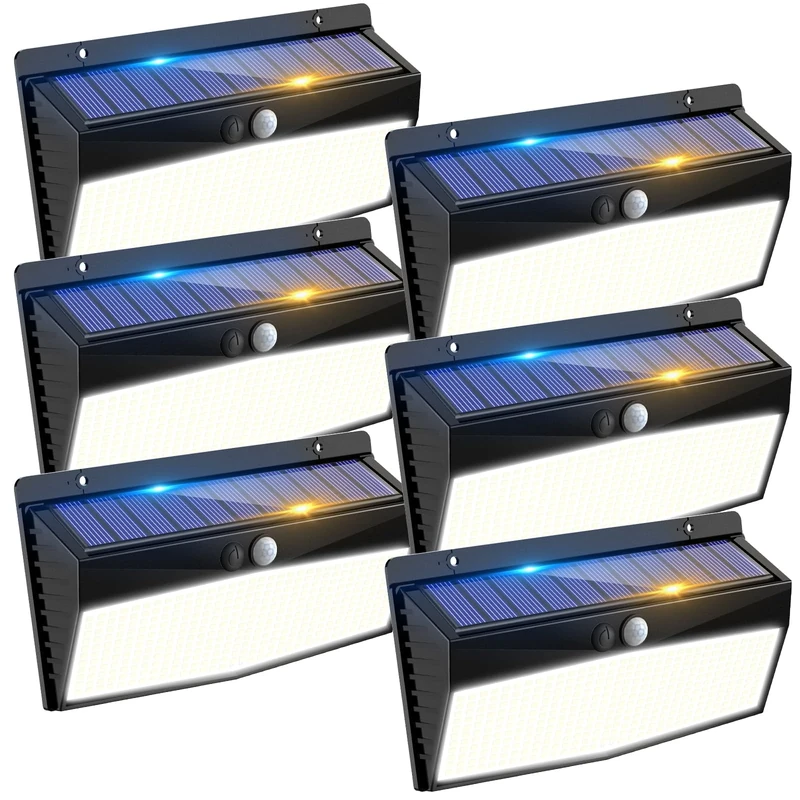 Peasur Solar Lights Outdoor Garden, 368LED Super Bright Solar Security Lights Outdoor Motion Sensor with 3 Modes, Outdoor Lights Waterproof IP65 for Front Door, Yard, Garage(6 Pack)
