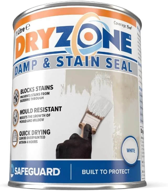 Dryzone Damp & Stain Seal Paint 1L White Matt Undercoat - Block Damp Stains