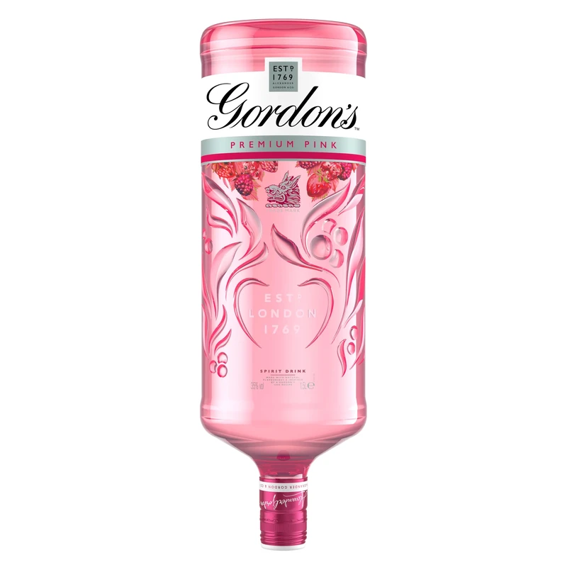 Gordon's Premium Pink Gin | 35% vol | 1.5L | Distilled Gin | Juniper Taste with Flavours of Raspberry, Strawberry & Redcurrant | Light & Refreshing