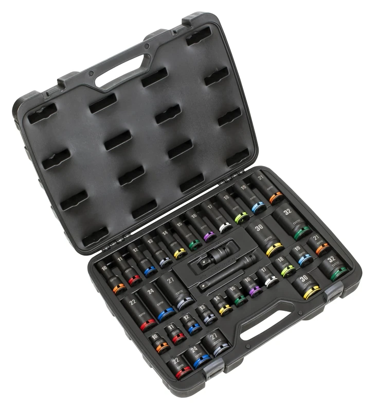 Sealey Premier Lock-On™ Standard & Deep Impact Socket Set 1/2" Sq Drive 34pc - AK5636M
