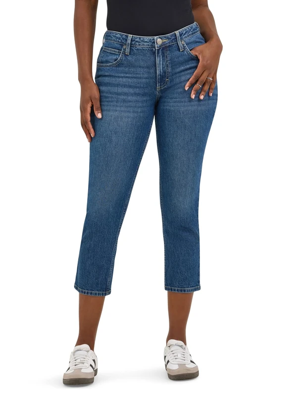 Lee Women's Legendary 26" Straight Crop Jean, Indigo Quilt, 8 US