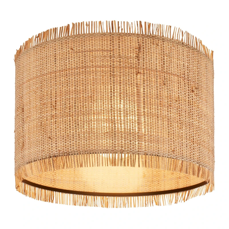 BRILONER - Ceiling Light with Straw Shade, E27 Socket, Max. 10W, Boho, Aesthetic, Living Room, Bedroom, Dining Room, Hallway, 40 x 28 cm (DxH), Nature, Wood-Colored