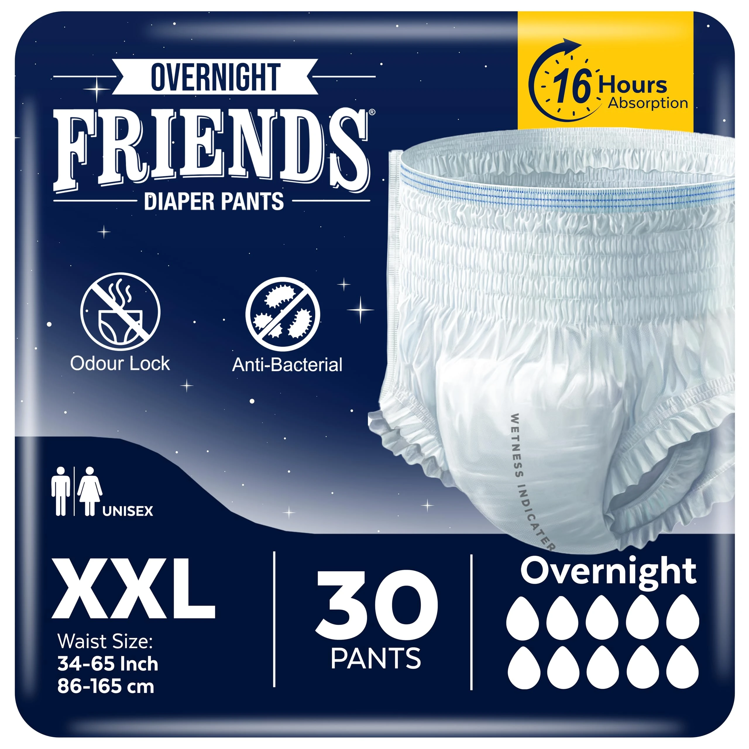 30 x Friends Pants Night Super XXL (34-65 inches) | Overnight Unisex Incontinence Pants